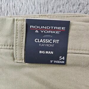 Roundtree & Yorke Mens 54x9 The Cloud Short Classic Fit Flat Front Khaki Big Man